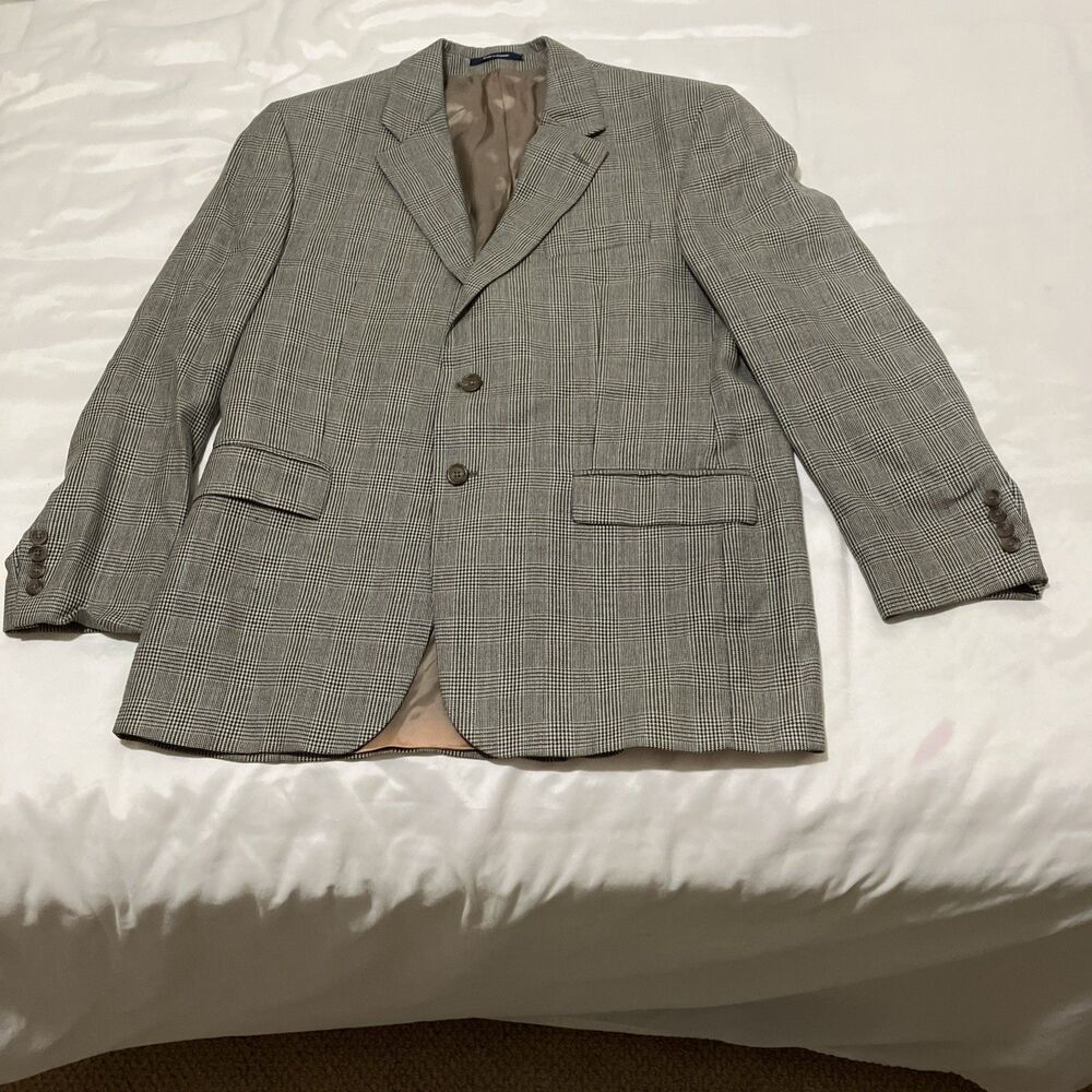 Vintage Chaps Ralph Lauren Sports Coat Blazer 2 Button Men's 42R Silk Wool Gray